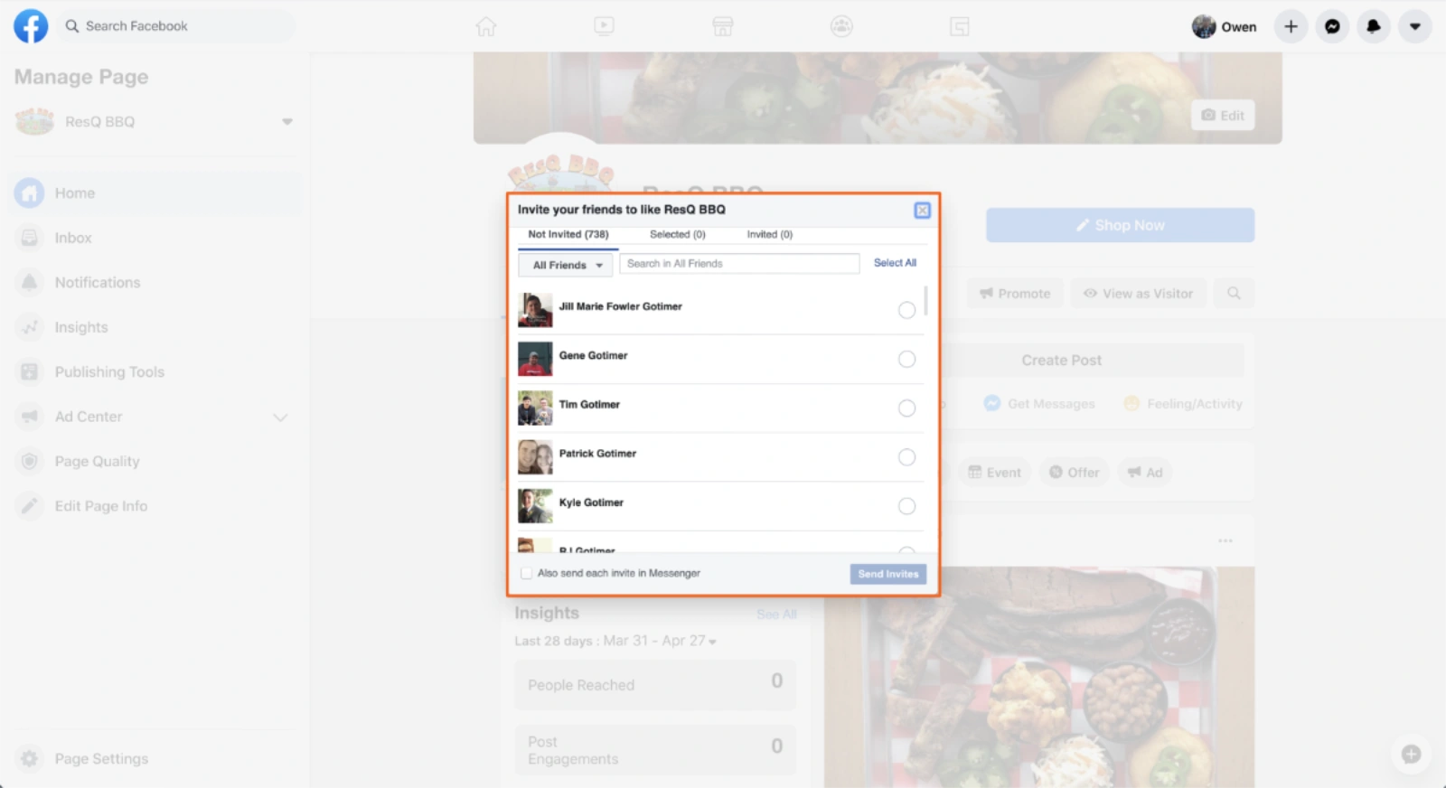 Facebook Select Friends to Invite