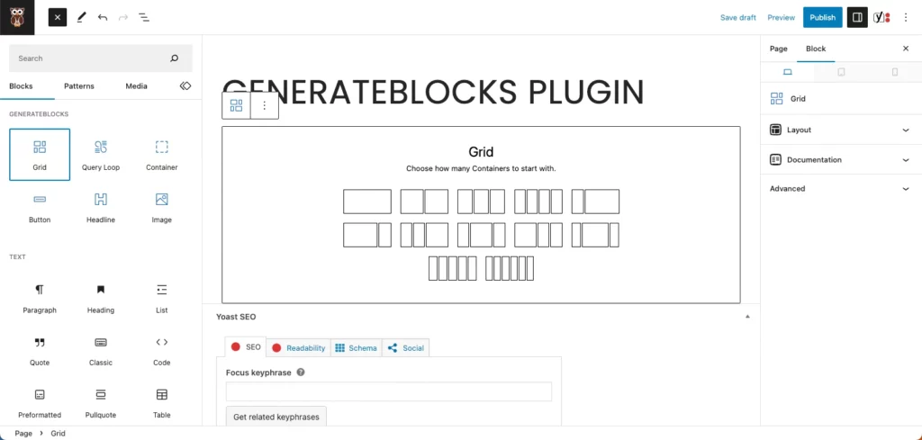 GenerateBlocks Plugin Screenshot